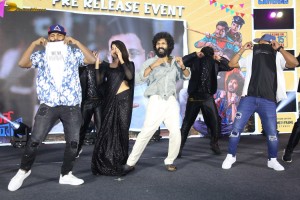 Changure Bangaru Raja Trailer Launch attended by Karthik Rathnam, Ester Noronha, Harish Shankar, and Ravi Teja