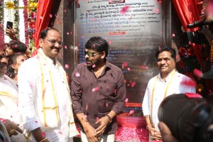 Tollywood Megastar Chiranjeevi formally handed over the fully constructed MIG Flats and HIG Duplex Houses to beneficiaries at the Chitrapuri Colony in Manikonda, Hyderabad