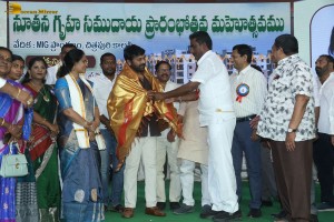 Tollywood Megastar Chiranjeevi formally handed over the fully constructed MIG Flats and HIG Duplex Houses to beneficiaries at the Chitrapuri Colony in Manikonda, Hyderabad