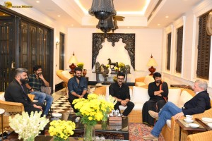 Netflix CEO Ted Sarandos meets Chiranjeevi and Ram Charan in Hyderabad