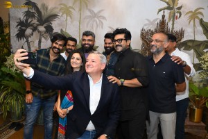 Netflix CEO Ted Sarandos meets Chiranjeevi and Ram Charan in Hyderabad
