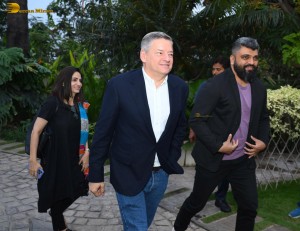 Netflix CEO Ted Sarandos meets Chiranjeevi and Ram Charan in Hyderabad