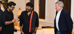Netflix CEO Ted Sarandos meets Chiranjeevi and Ram Charan in Hyderabad