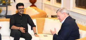 Netflix CEO Ted Sarandos meets Chiranjeevi and Ram Charan in Hyderabad