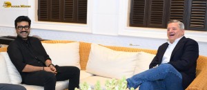 Netflix CEO Ted Sarandos meets Chiranjeevi and Ram Charan in Hyderabad