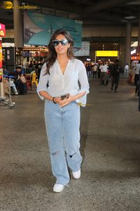 actress Chitrangada Singh cute in shirt and jeans at airport