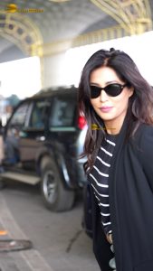 actress Chitrangada Singh cute in a striped t-shirt and jacket