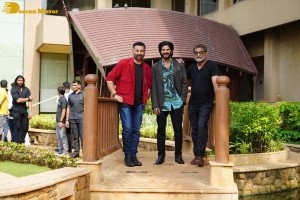 Actors Sunny Deol and Dulquer Salmaan promote the film Chup Revenge of the Artist at JW Marriott Hotel