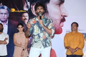 Akanksha Singh and Aadhi Pinisetty pose for pictures during the press meet of the movie Clap