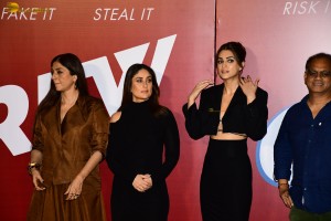 Crew Trailer Launch attended by Kareena Kapoor, Kriti Sanon, Tabu, and Madhuri Dixit