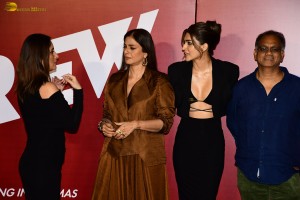 Crew Trailer Launch attended by Kareena Kapoor, Kriti Sanon, Tabu, and Madhuri Dixit