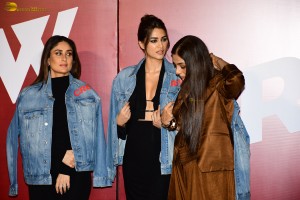 Crew Trailer Launch attended by Kareena Kapoor, Kriti Sanon, Tabu, and Madhuri Dixit