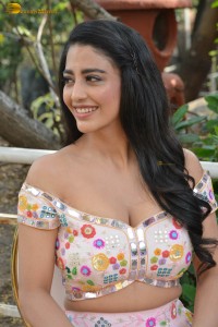 actress daksha nagarkar in a low neck shoulderless dress