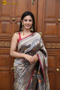 actress Daksha Nagarkar gorgeous in a shiny saree
