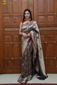 actress Daksha Nagarkar gorgeous in a shiny saree
