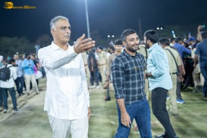 Telangana Minister Harish Rao and actor nani attend CM KCR Cricket trophy season 3 in Siddipet
