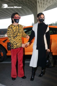 Deepika Padukone and Ranveer Singh at Mumbai Airport on December 15, 2021