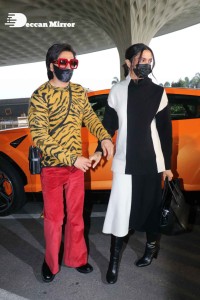 Deepika Padukone and Ranveer Singh at Mumbai Airport on December 15, 2021