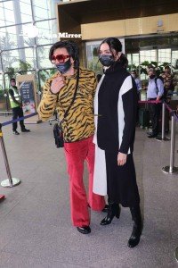 Deepika Padukone and Ranveer Singh at Mumbai Airport on December 15, 2021