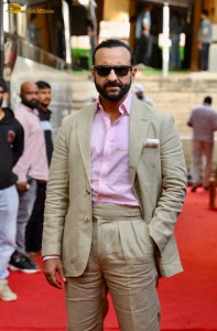 Jr NTR, Janhvi Kapoor, and Saif Ali Khan spotted at Film City promoting their film Devara