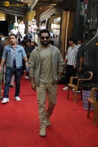Jr NTR, Janhvi Kapoor, and Saif Ali Khan spotted at Film City promoting their film Devara