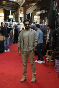 Jr NTR, Janhvi Kapoor, and Saif Ali Khan spotted at Film City promoting their film Devara