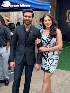 Dhanush and Sara Ali Khan promoting Atrangi Re