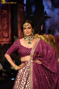 actress dia mirza looking gorgeous doing a ramp walk at a fashion show