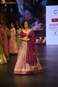 actress dia mirza looking gorgeous doing a ramp walk at a fashion show