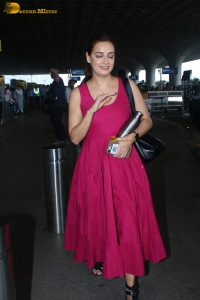 actress dia mirza cute in a red dress