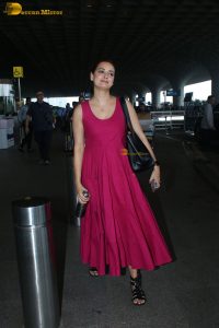 actress dia mirza cute in a red dress