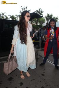 bollywood actress dia mirza cute in a salwar dress at mumbai airport