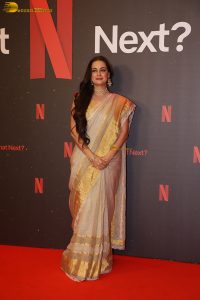 actress dia mirza gorgeous in a white and gold saree