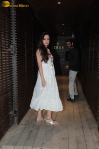 Indian Actress Dia Mirza in a white salwar dress