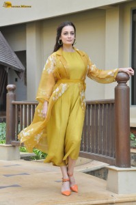 actress dia mirza beautiful photoshoot in a yellow dress