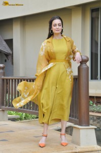 actress dia mirza beautiful photoshoot in a yellow dress
