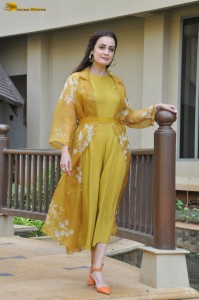 actress dia mirza beautiful photoshoot in a yellow dress