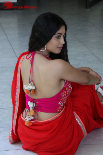 Telugu Actress Digangana Suryavanshi in a red saree