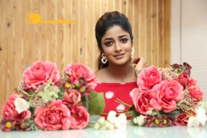 Dimple Hayathi in a red dress with white dots