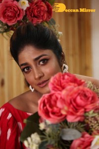 Dimple Hayathi in a red dress with white dots