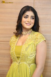 actress dimple hayathi in a yellow dress at a movie function