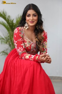 indian actress dimple hayathi cute looks in a red salwar dress