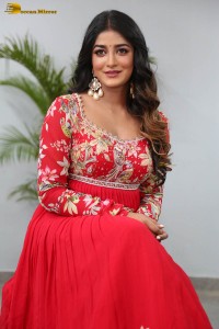 indian actress dimple hayathi cute looks in a red salwar dress