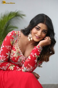 indian actress dimple hayathi cute looks in a red salwar dress