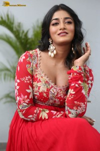 indian actress dimple hayathi cute looks in a red salwar dress