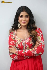 indian actress dimple hayathi cute looks in a red salwar dress