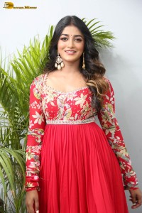 indian actress dimple hayathi cute looks in a red salwar dress