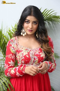 indian actress dimple hayathi cute looks in a red salwar dress