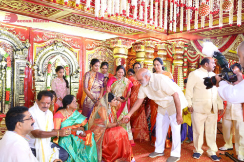 Relatives and Celebrities are seen blessing the new couple 