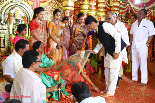 Relatives and Celebrities are seen blessing the new couple 